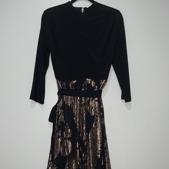 Be by Chetta B Black/Bronze Maxi Dress Size 4 - Picture 8 of 9